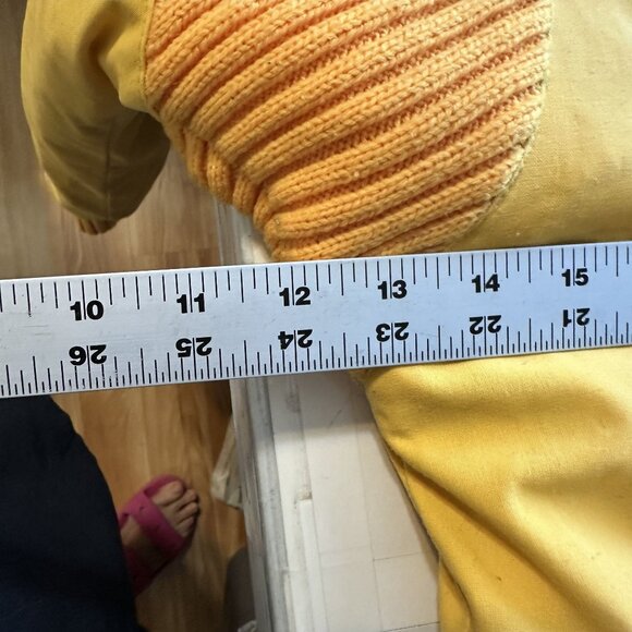 Vtg Mulberry Street Yellow Oversized Jacket Knit Accents Geometric 90s Womens - Picture 7 of 8